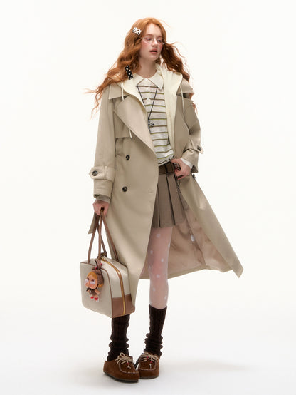 Layered Hooded Trench Coat