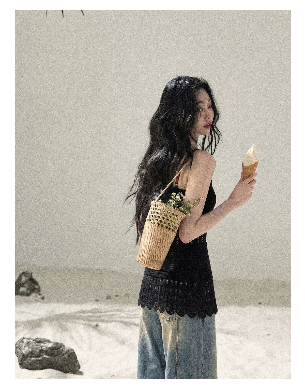“The Space Between” Open-Shoulder Knit Camisole