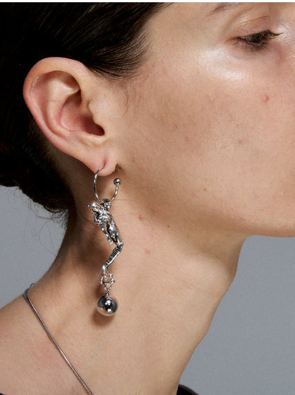 Silver Mermaid Drop Reshaped Romance Vintage Earrings