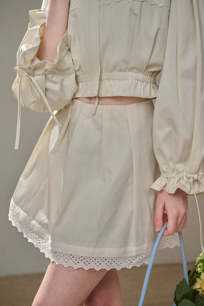 &quot;A Cup of Milk&quot; Relaxed Cotton Trench &amp; Skirt Set