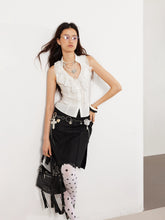 Waistband Spliced Lace Slit Suit Midi Skirt - CHINASQUAD