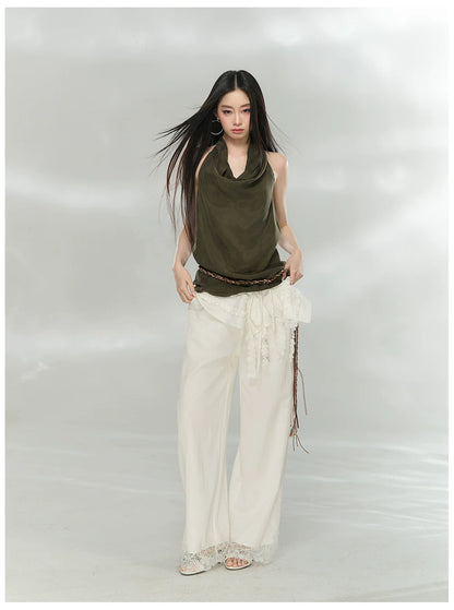 Draped Cowl Neck Halter Top