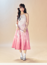 Pink Gradient Strap Dress - CHINASQUAD