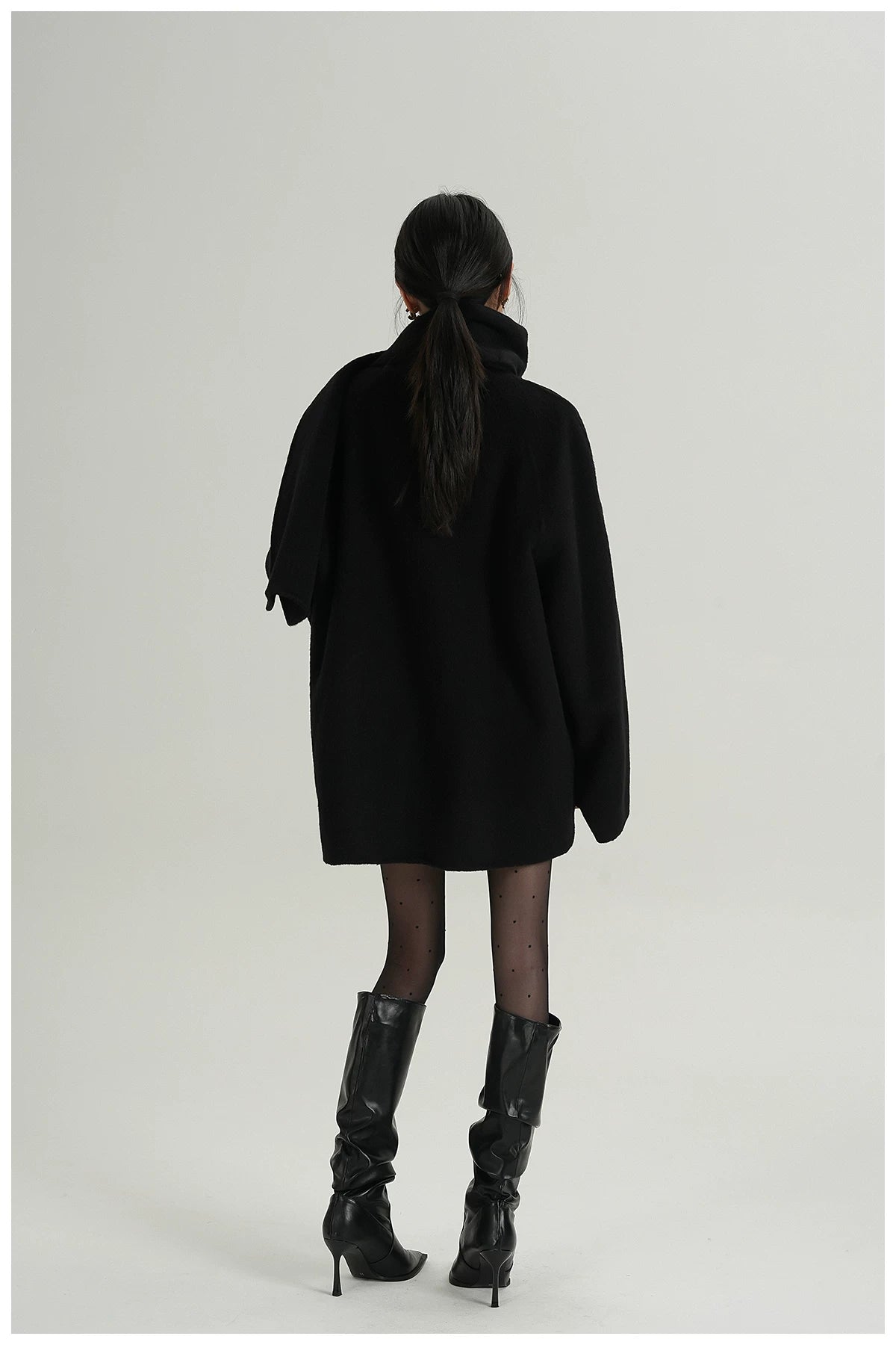 Scarf-Detail Cropped Wool Jacket