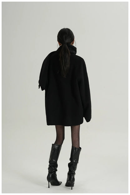 Scarf-Detail Cropped Wool Jacket