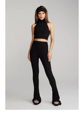 Sleeveless High Neck Knit Top & Flare Pants Set - CHINASQUAD