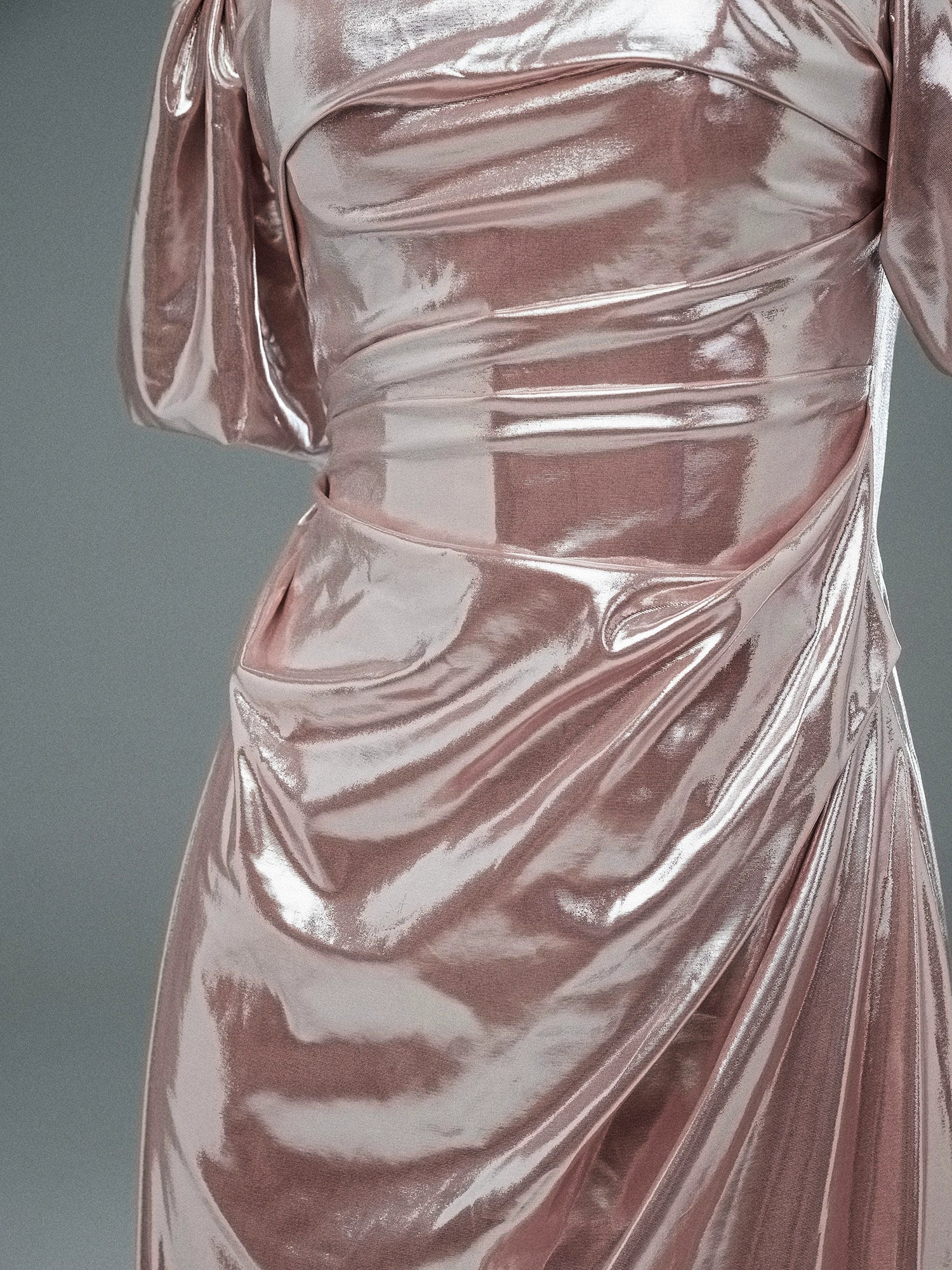 Rosé Party Sheen Draped Couture Gown