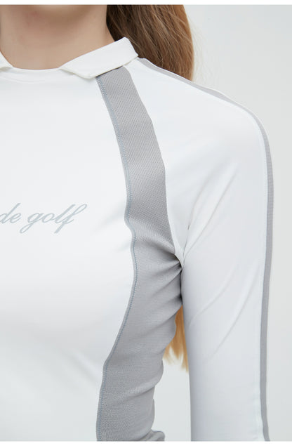 White Quick-dry Golf Turtleneck Top &amp; Trousers Set