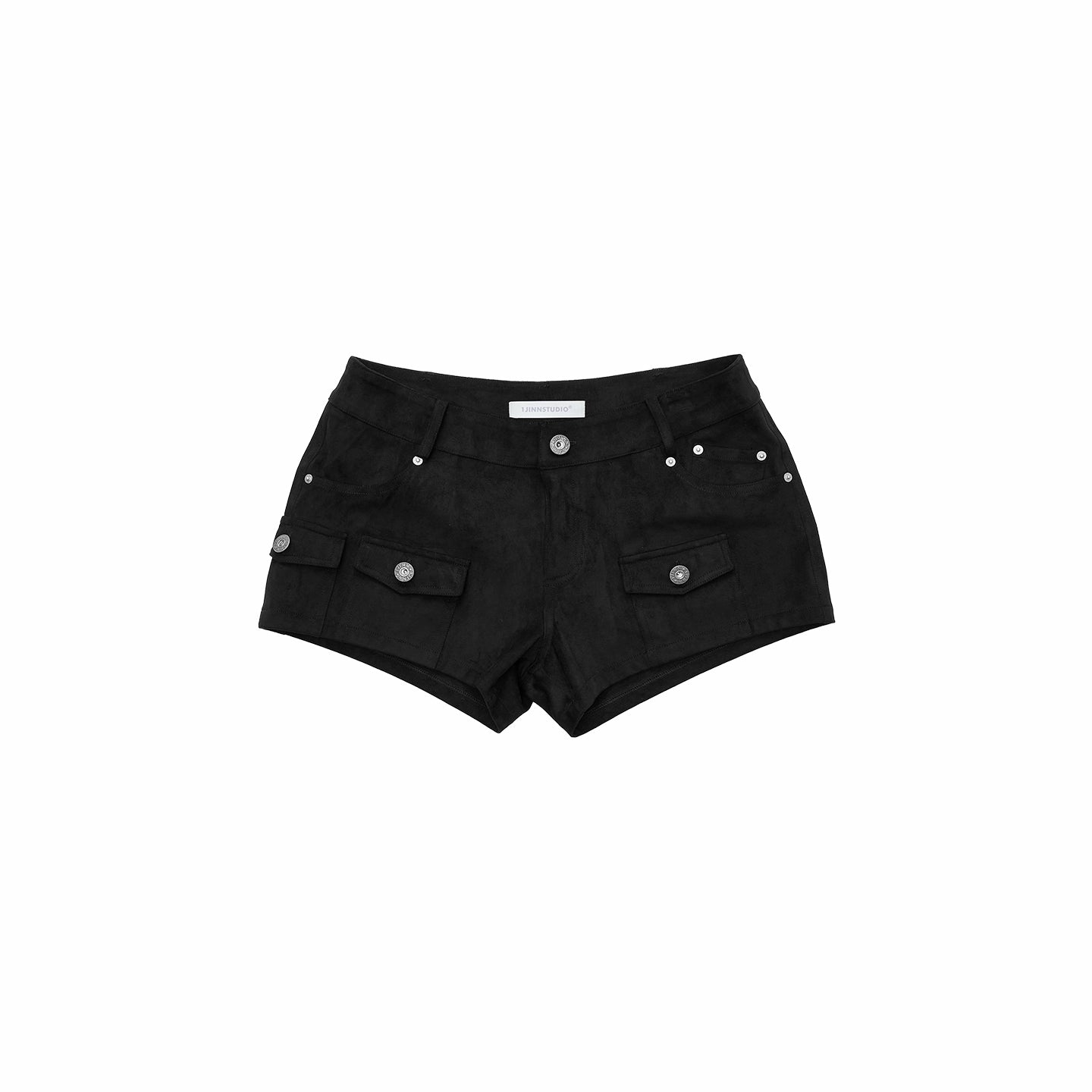 Low-Rise Studded Pocket Mini Shorts