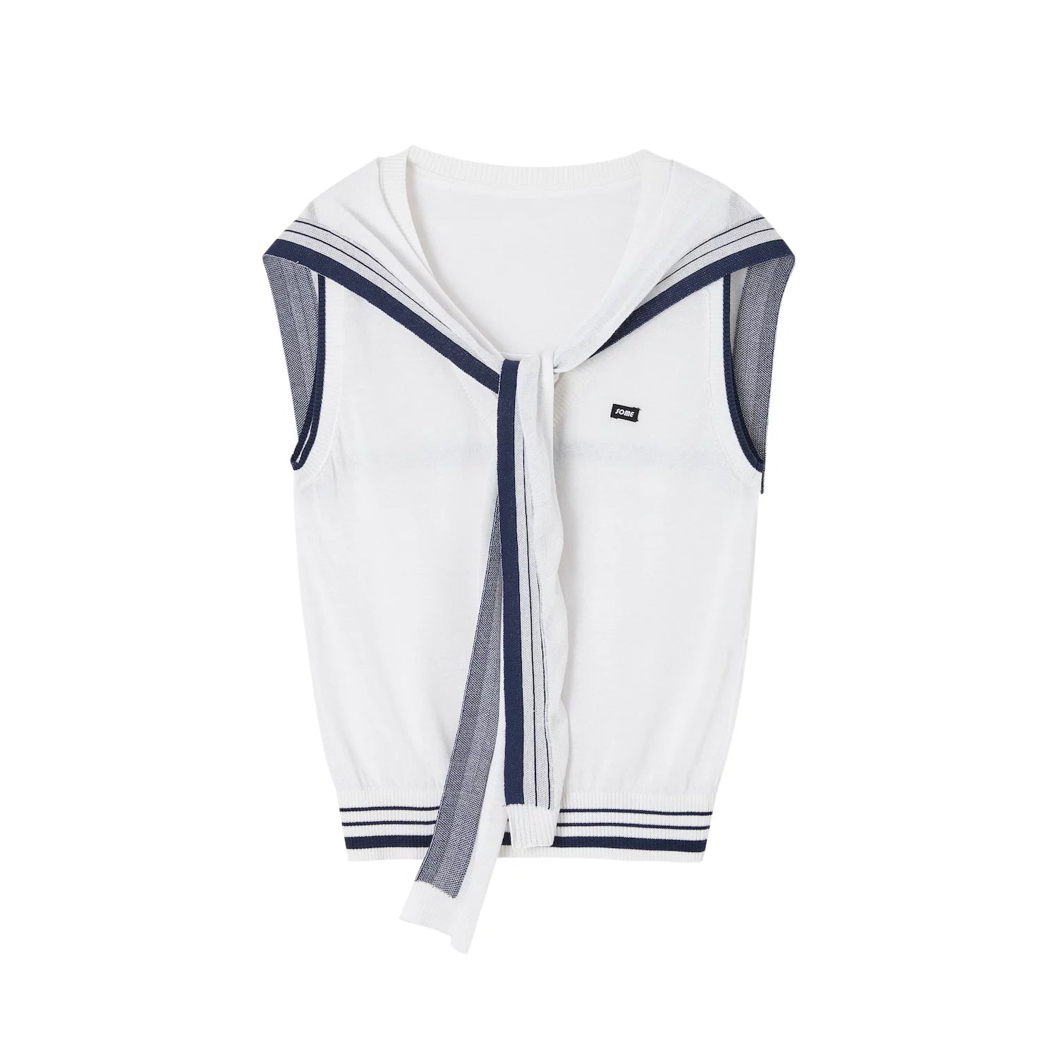 Nautical-Inspired Minimalist Knit Tank Top