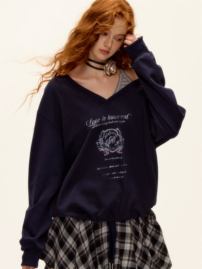 Asymmetric Shoulder Striped Fleece Tracksuit Set