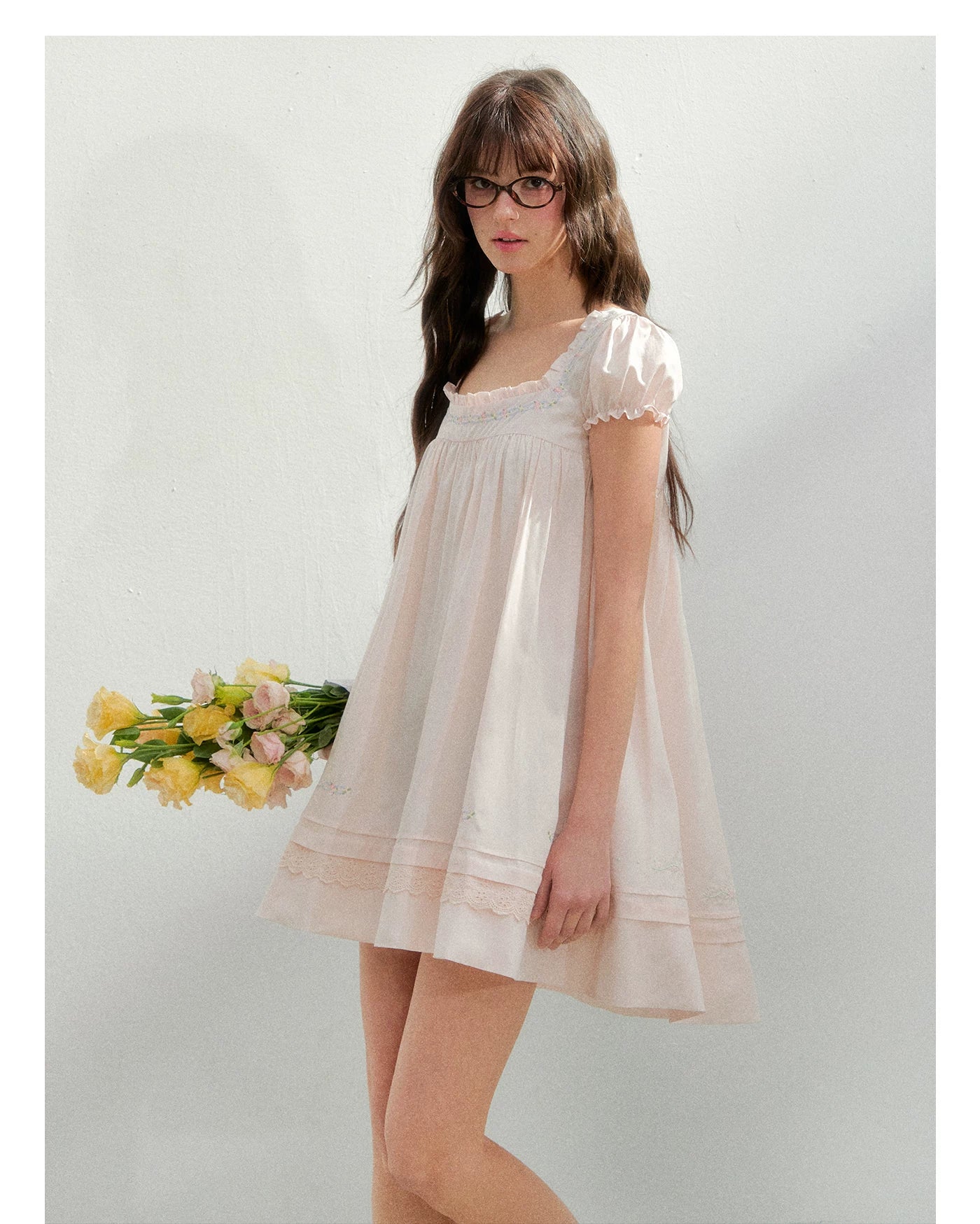 Embroidered Lace Patchwork Babydoll Dress