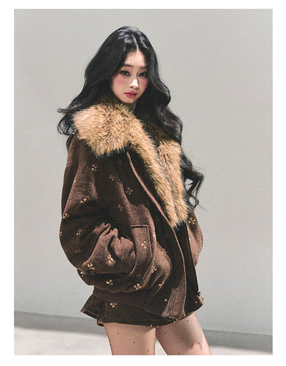 Snowfall Whisper Wool Jacket &amp; Mini Skirt Set