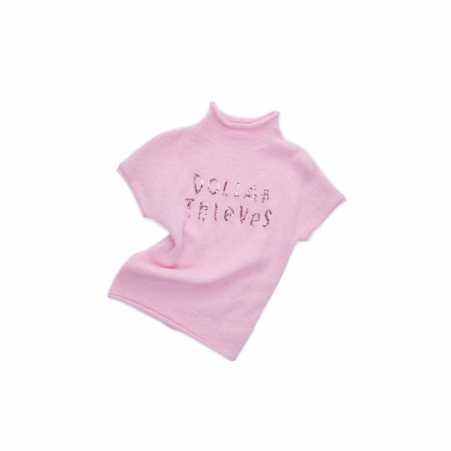 Sequin-Embroidered Mock-Neck Knit Turtleneck