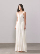 Lace Knit Spaghetti Strap Slit Long Dress - CHINASQUAD