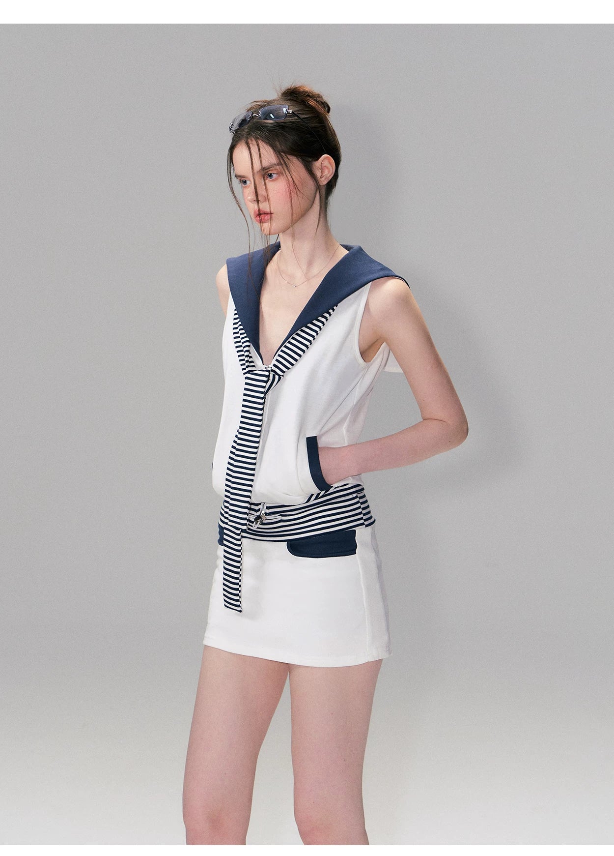Vintage Nautical Contrast Stripe Bodycon Mini Skirt