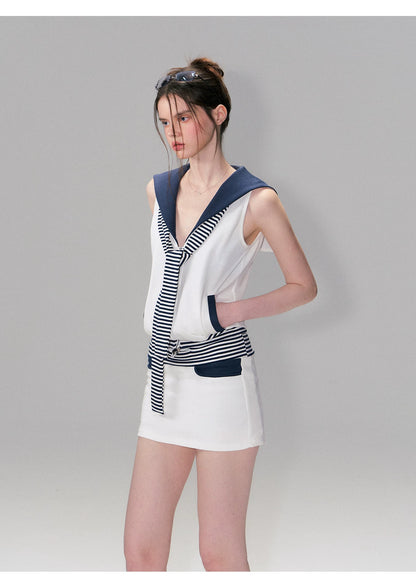 Vintage Nautical Contrast Stripe Bodycon Mini Skirt