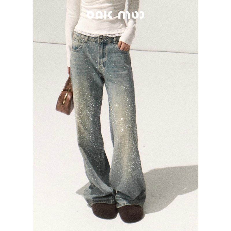 Washed Cotton Straight-Leg Jeans