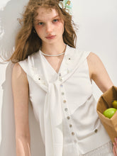 Navy Collar Two-piece Shawl Vest - CHINASQUAD