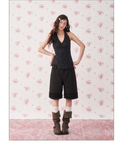 Vintage Lace Trim Lyocell Shorts
