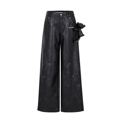 Faux Leather Straight-Leg Pants