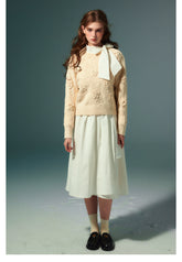 Beige Vintage Knitted Hollow-out Sweater - CHINASQUAD