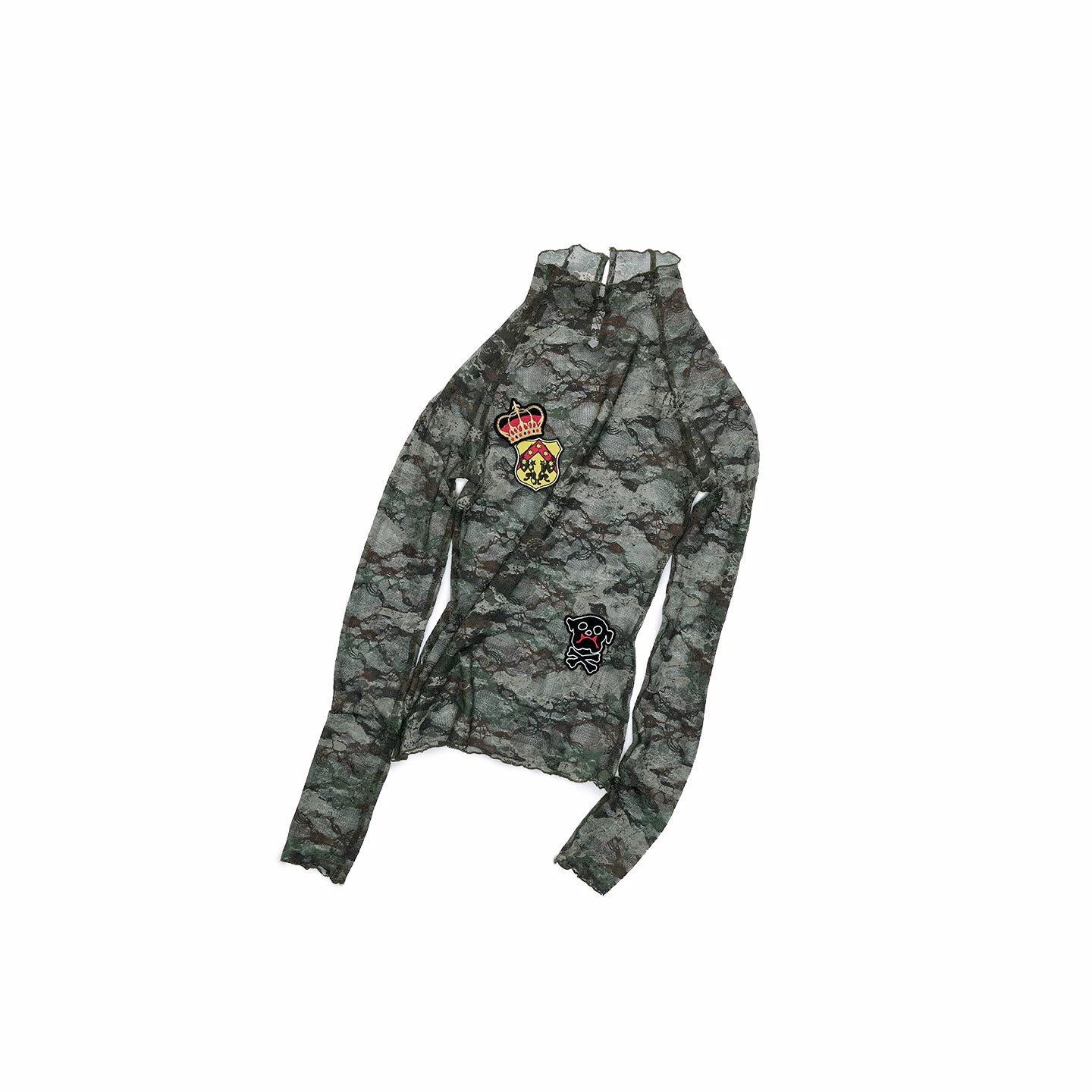 Vintage Camouflage Lace Fitted Top