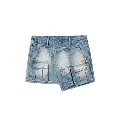Ranch-Style Layered Denim Mini Skirt