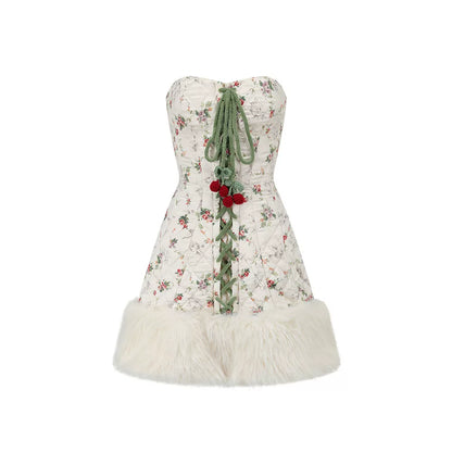 French Playful Quilted Down Dress &amp; Jacket Set