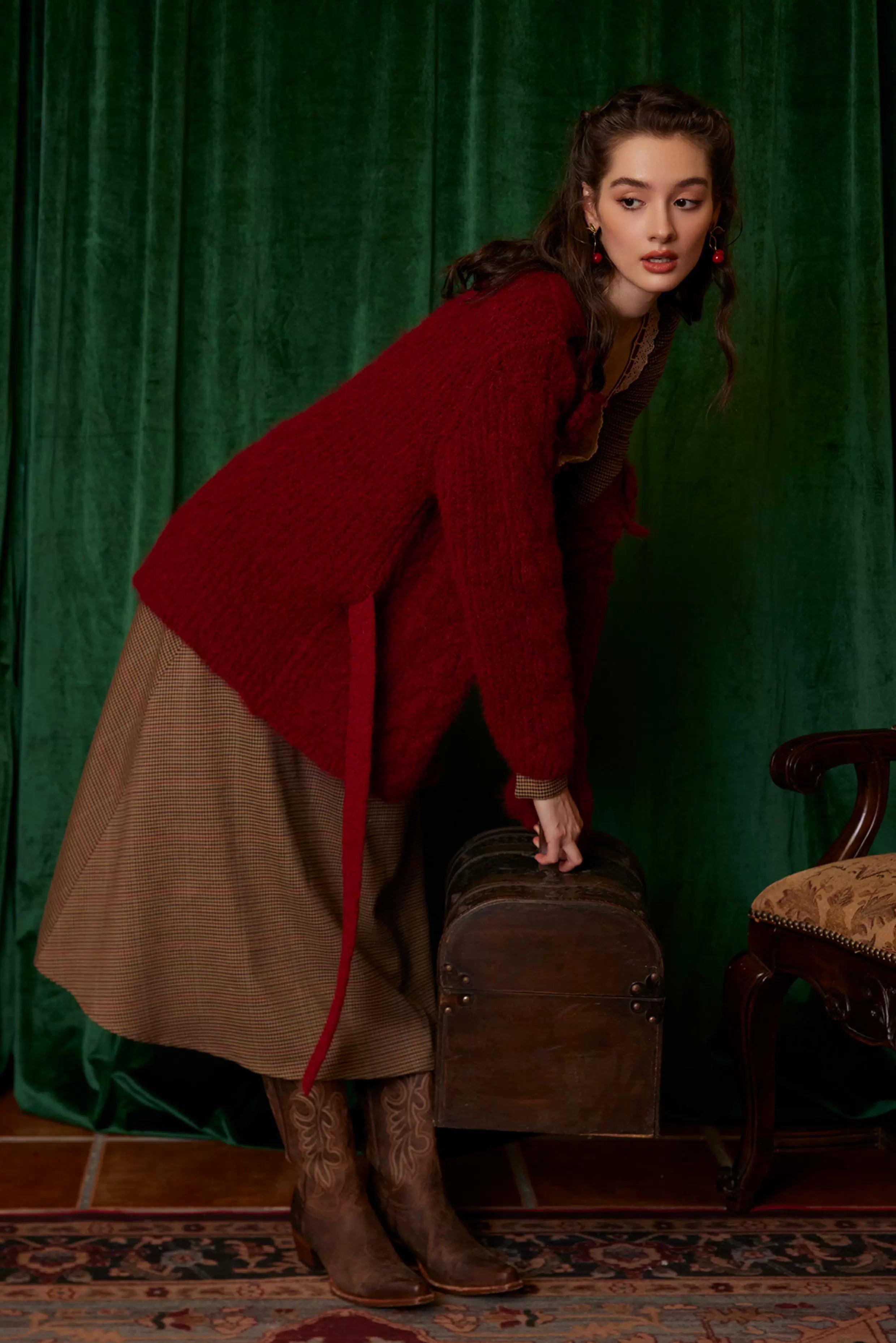 Hand-Crocheted Wool Knit Cardigan