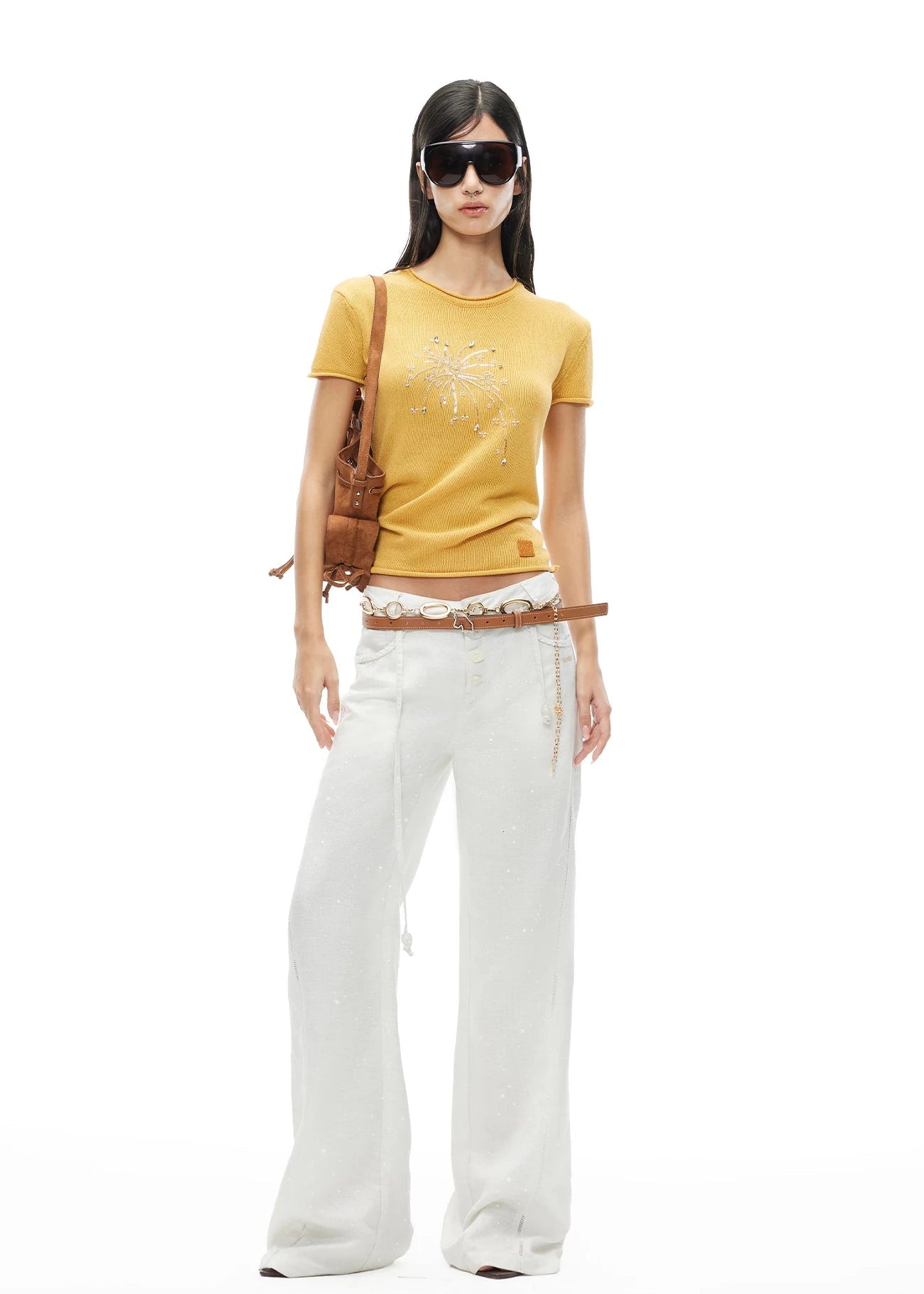 Firework Embroidered Silk Linen Tee