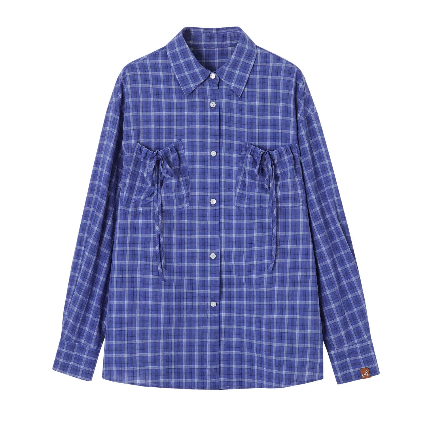 Drawstring Pocket Plaid Shirt