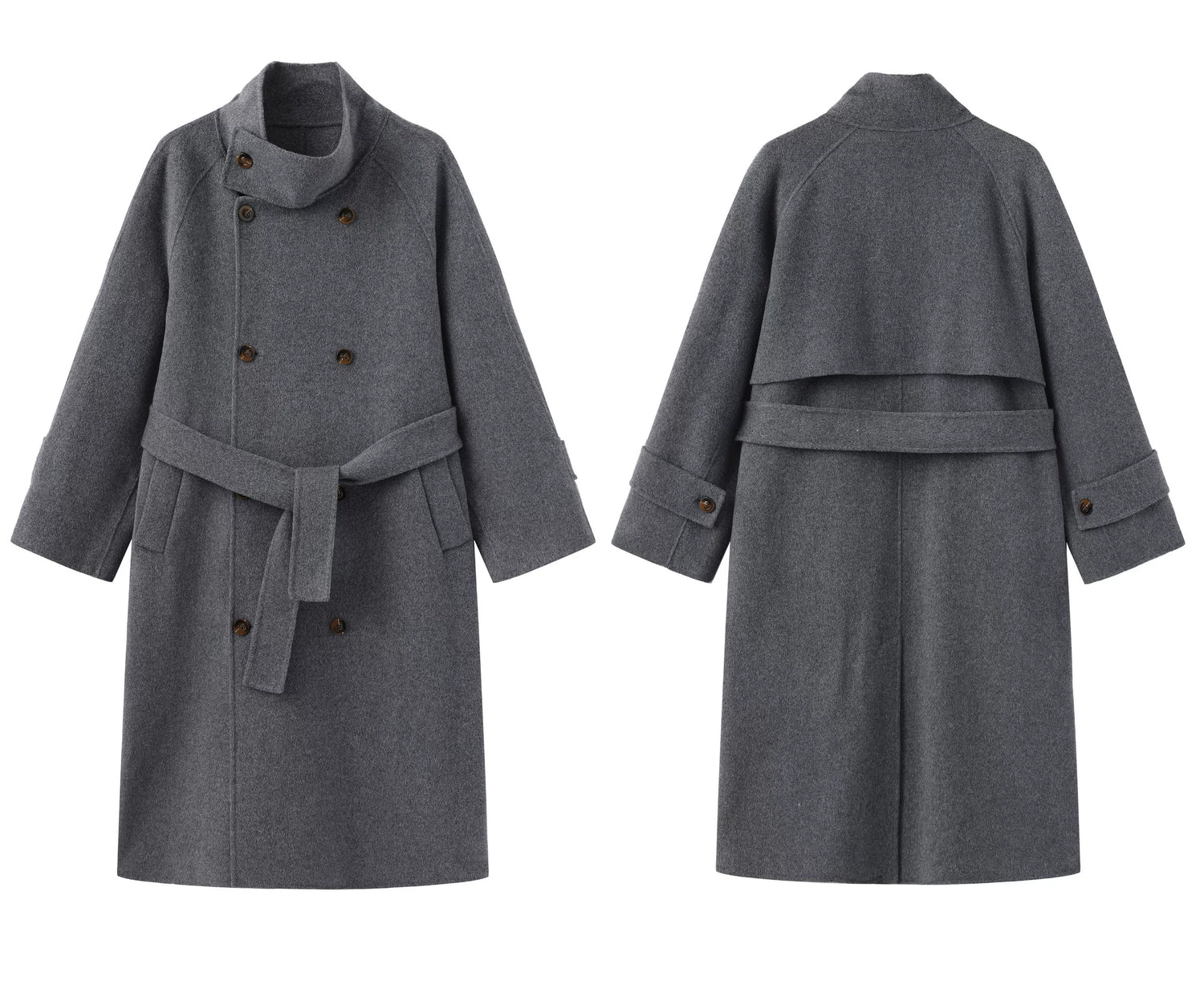 Stand-Collar Double-Faced Wool Coat
