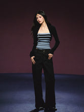 Striped Contrast Hand-Sewn Button Tube Top & Shrug Set - CHINASQUAD