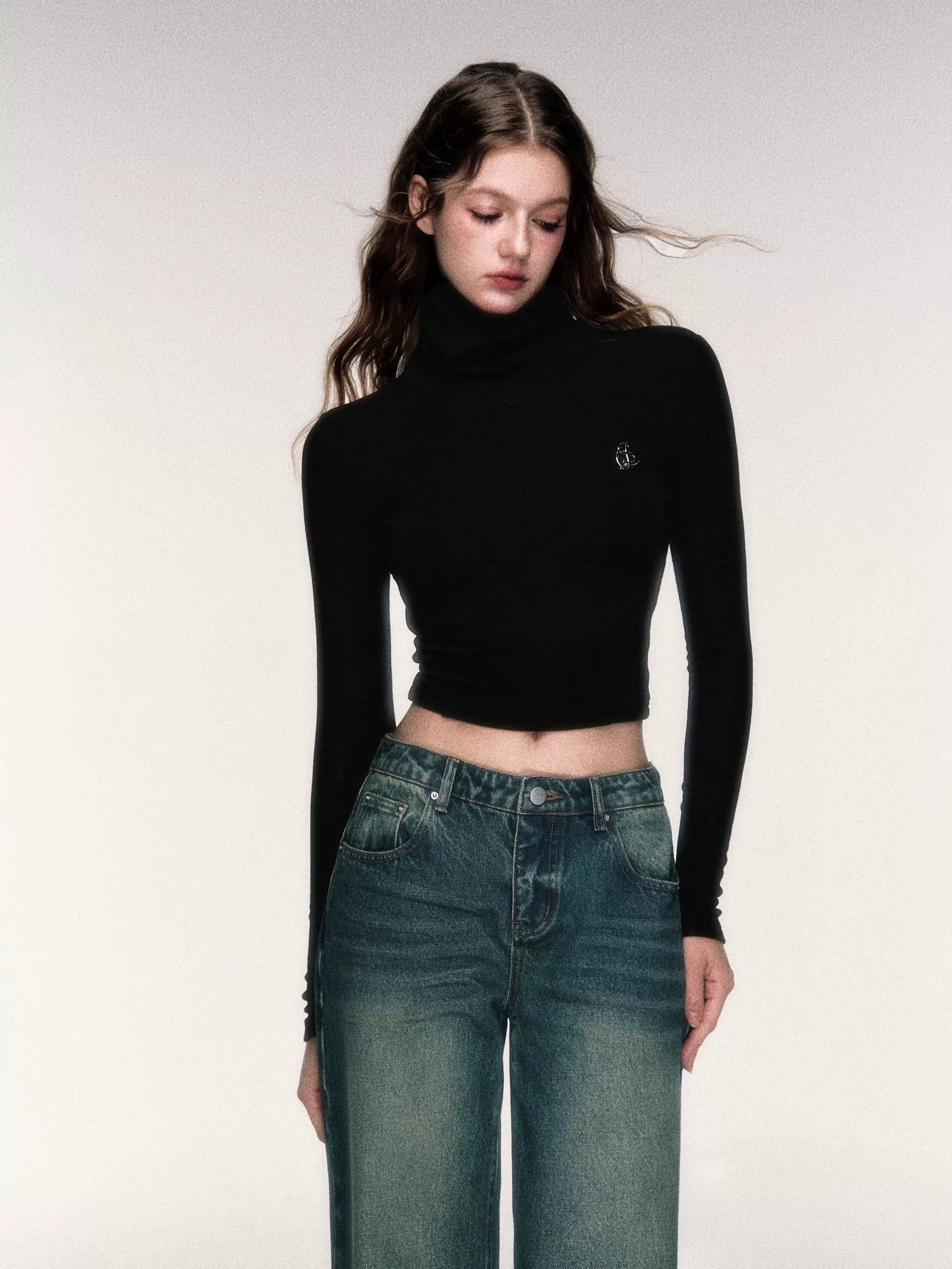 High-Neck Stretch Knit Base Layer