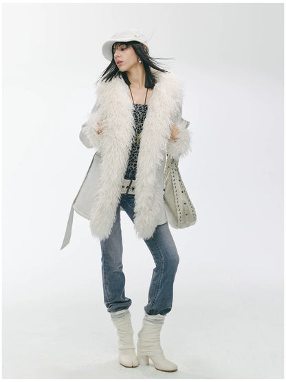 Shearling-Style Mid-Length Belted Duffle Coat