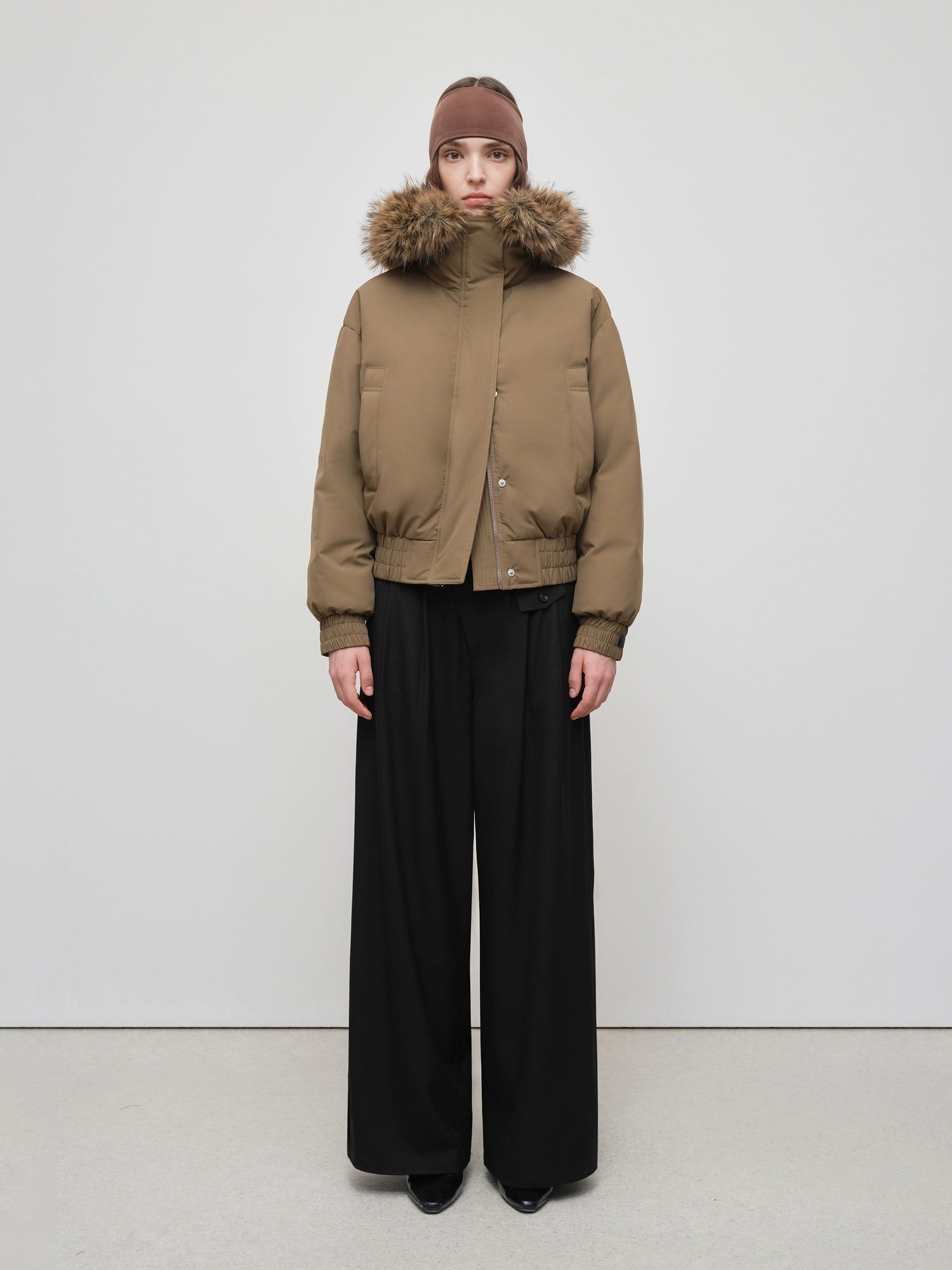 Faux Raccoon Fur Trim 90% White Duck Down Parka