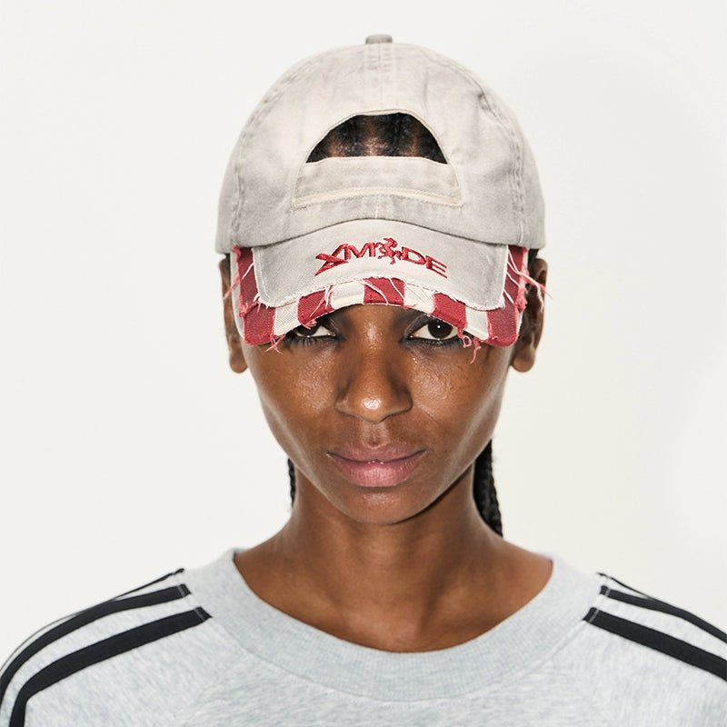 Distressed Washed Adjustable Patchwork Baseball Cap