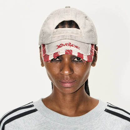 Distressed Washed Adjustable Patchwork Baseball Cap