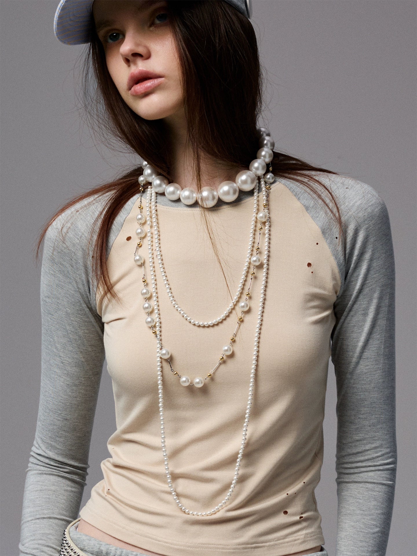 Layered Pearl Long Necklace