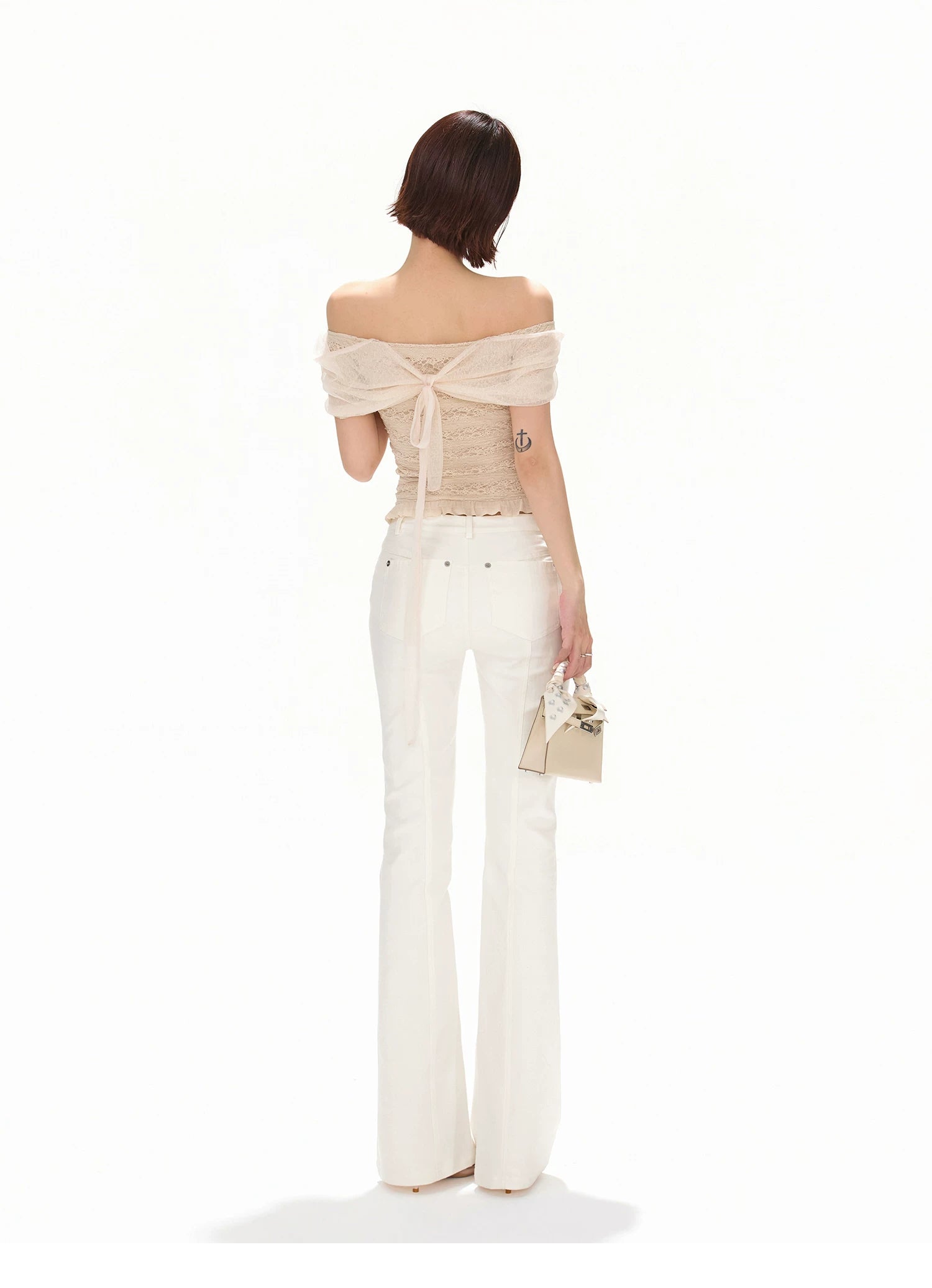 French Romantic Lace Off-Shoulder Knit Top