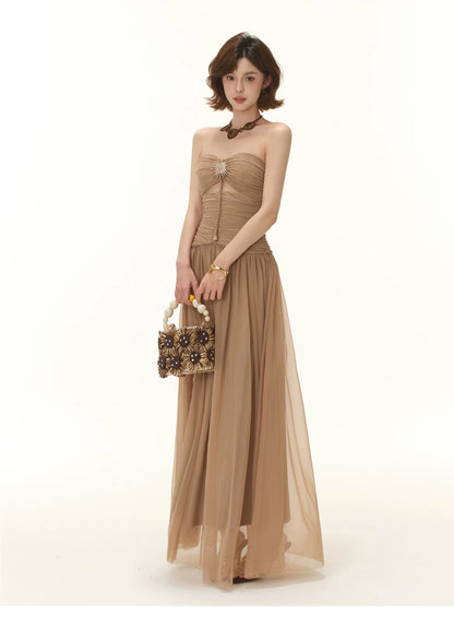 Greek Goddess Strapless Corset Maxi Dress