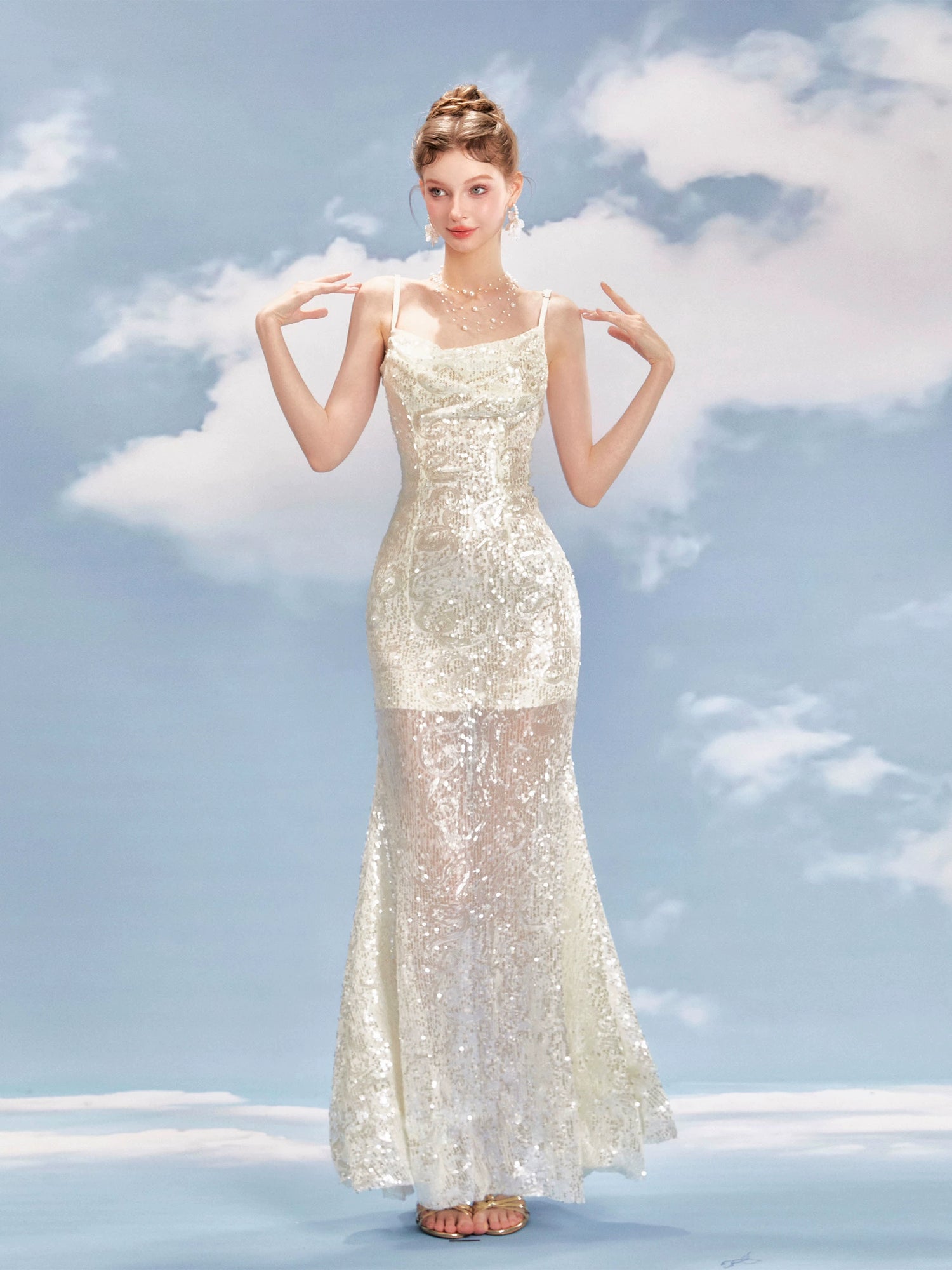 bodycon mermaid dress YZZI HE Shimmer Siren Sequin Bodycon Mermaid Dress Pink (Pre-sale) / L