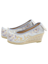 "花照" Three-Color Traditional Pattern Embroidered Low Heel Bow Shoes - CHINASQUAD