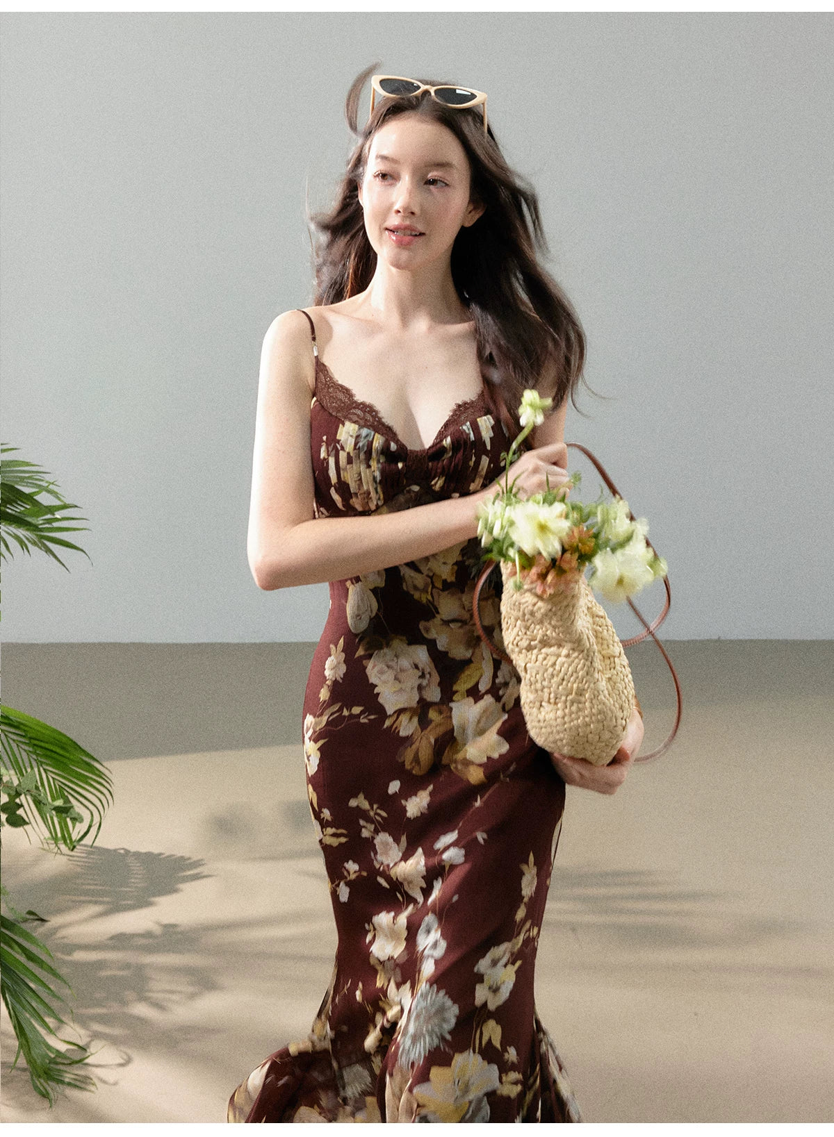 Dreamlike Summer Floral Chiffon Mermaid Slip Maxi Dress