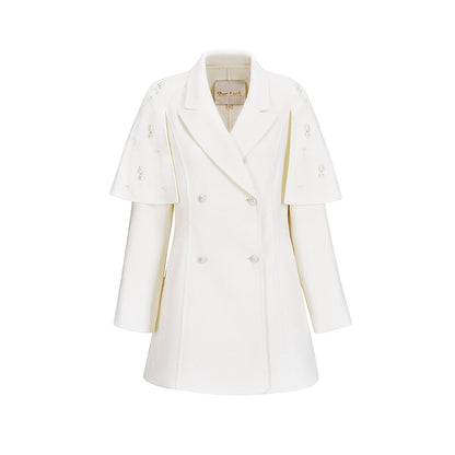 Mira Vintage Pearl Cape Wool Coat