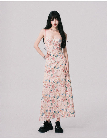 Floral French Vacation Slip Maxi Dress