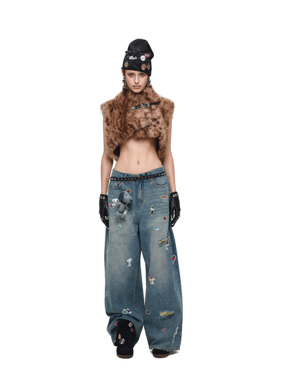 Belted Leopard Faux Fur Vest