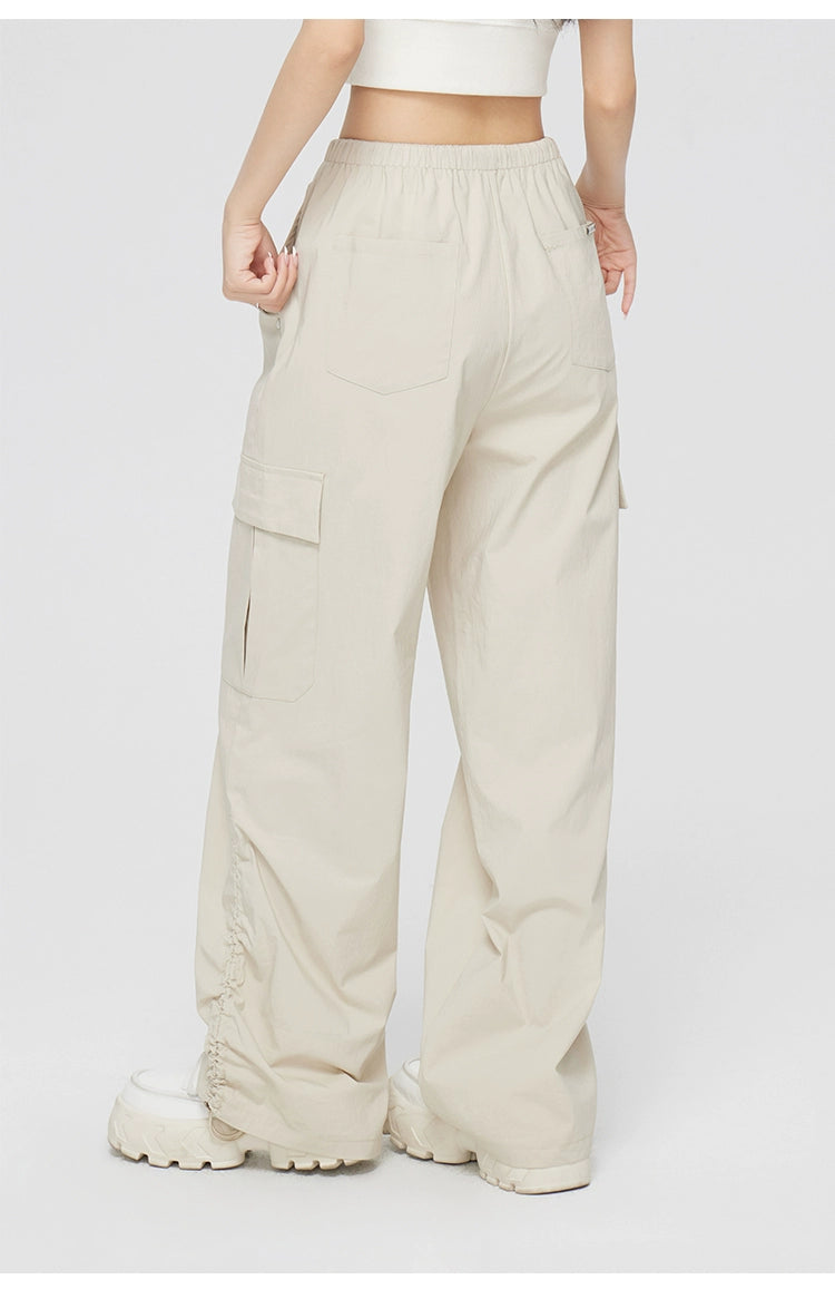 Ruched Wide-Leg Cargo Pants - CHINASQUAD