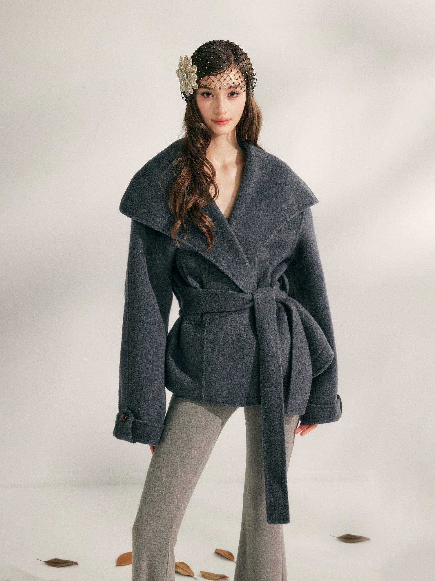 Wool Harmony Double-Faced Short Belted Jacket